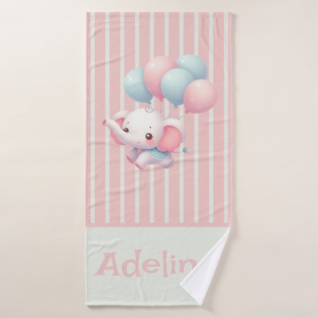 Toalha De Banho Elefante para bebês, rosa, (Toalha de Banho)