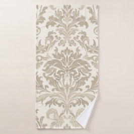 Toalha De Banho Elegância de Marfim Barroco Damasko Clássico Antig