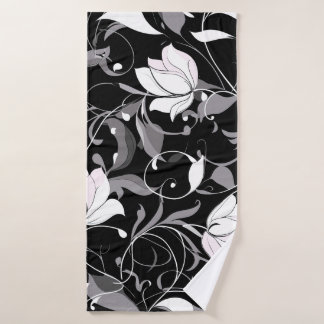 Toalha De Banho Elegante Noir Floral Swirl