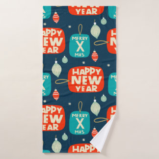 Toalha De Banho Esferas de Natal e ornamentos, padrão de colheita 