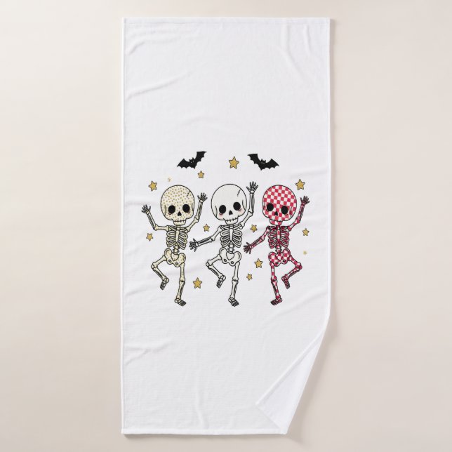 Toalha De Banho Esqueletos Dançantes de Halloween Lindos (Toalha de Banho)