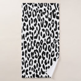 Toalha De Banho Estampa Clássica de Leopardo Preto e Branco