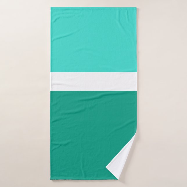 Toalha De Banho Estilo de Bloco de Cor Branco Turquesa Design (Toalha de Banho)