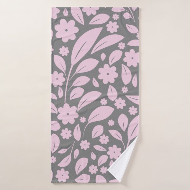 Toalha De Banho Estilos de vindima sem costura com flores rosa e f (Toalha de Banho)