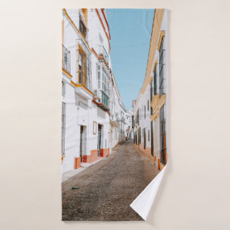 TOALHA DE BANHO ESTRADA COM CAMINHOS DE BEIGE EM CÉU AZUL