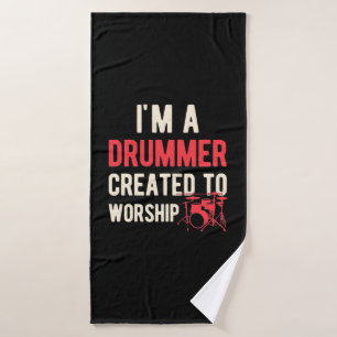 Toalha De Banho Eu Sou Drummer Criado Ao Culto