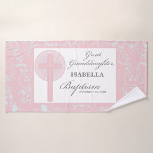 Toalha De Banho Excelente Batismo Avô Lace Rosa Personalizado