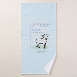 Toalha De Banho Excelente Neto Baptism Blue Lamb Personalizado