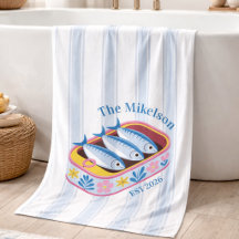 Família Retro Sardinha Nome Personalizado Coasta