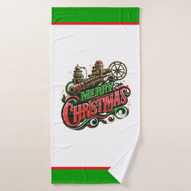 Toalha De Banho Feliz Natal steampunk (Toalha de Banho)