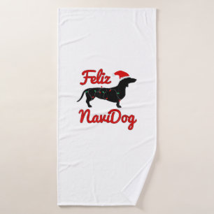 Toalha De Banho Feliz Navidog Dachshund Natal