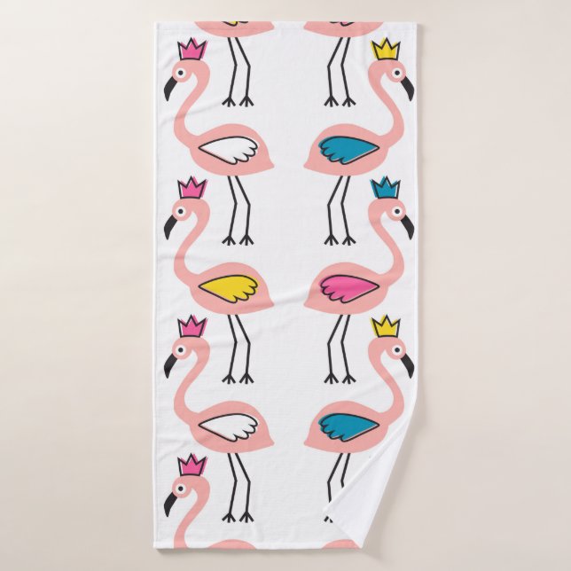 Toalha De Banho Flamingo com padrão uniforme da coroa. (Toalha de Banho)