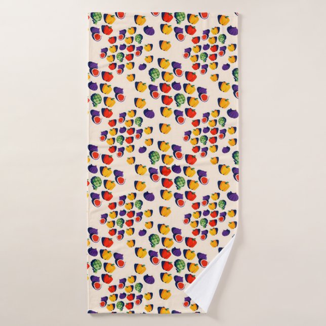 Toalha De Banho Flat lay pattern of figs bell peppers (Toalha de Banho)