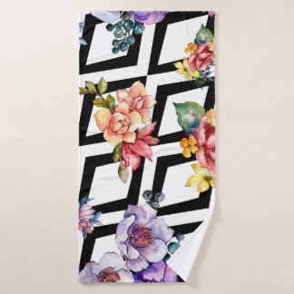 Toalha De Banho Flor buquê de cor aquosa. botânica