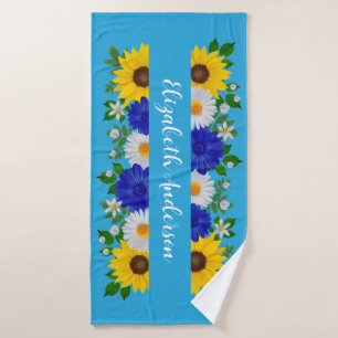Toalha De Banho Floral Azul Céu de Verão
