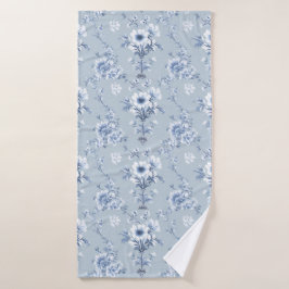 Toalha De Banho Floral Vintage Chinoiserie Blue Toile