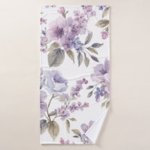 Flores de Lavanda Aquarela Botânica Roxa