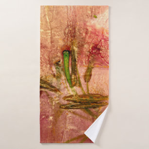 Toalha De Banho Flores e folhas congeladas. Blossomas no cubo de g