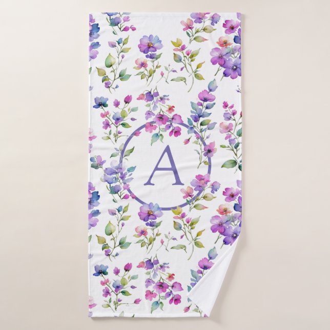 Toalha De Banho Flores silvestres cor-de-rosa-rosa-Elegante (Toalha de Banho)