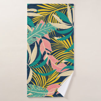Toalha De Banho Folhas tropicais coloridas: padrão de verão.