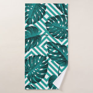 Toalha De Banho Folhas Tropicais: Padrão Invisível Floral.