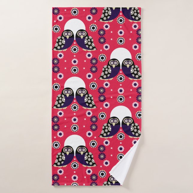 Toalha De Banho Folk Art Owl (Toalha de Banho)