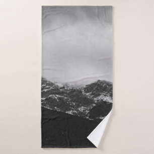 TOALHA DE BANHO FOTO GRAYSCALE DA MONTANHA COBERTA POR NEVE
