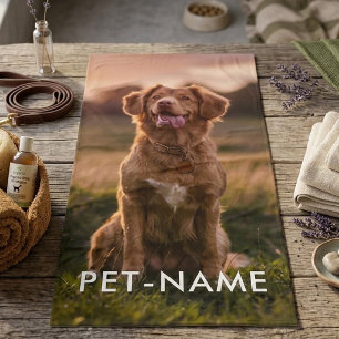 Toalha De Banho Foto Personalizada Com O Nome Do Seu Cachorro