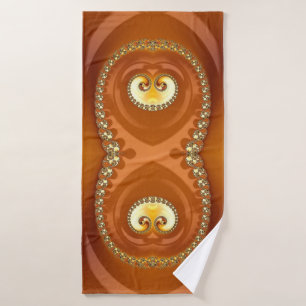 Toalha De Banho Fractal Espiral Gradiente Laranja Dourado abstrato
