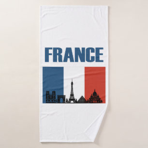 Toalha De Banho França Viagem - Paris City Skyline French Flag