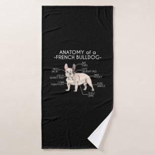 Toalha De Banho French Gift   Anatomia De Um Bulldog Francês