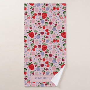 Toalha De Banho Frutas Bagas Verão Rosa Damas de Honra Personaliza