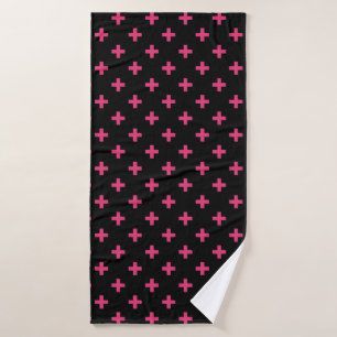 Toalha De Banho Fuchsia polka cruza a preto