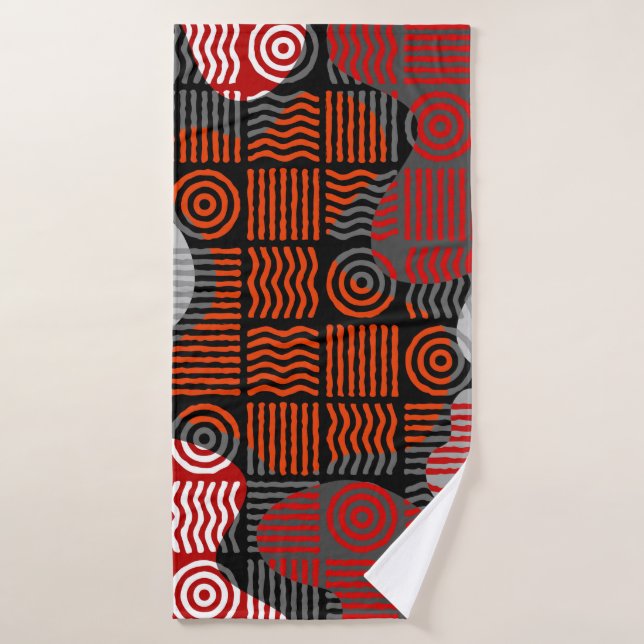 Toalha De Banho Fundo geométrico tribal castanho em bloco patchwo (Toalha de Banho)