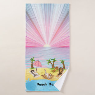 Toalha De Banho Funny Cavalier King Charles Spaniels na Praia