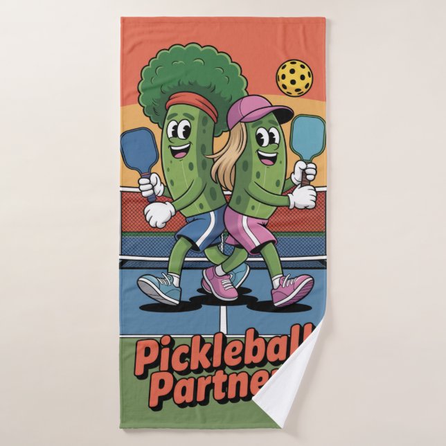 Toalha De Banho Funny Pickleball Parceiros de Pickleball Mascot Be (Toalha de Banho)