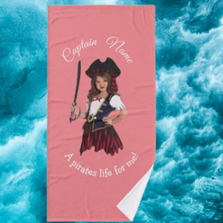 Toalha De Banho Garota Pirata Rosa Divertida