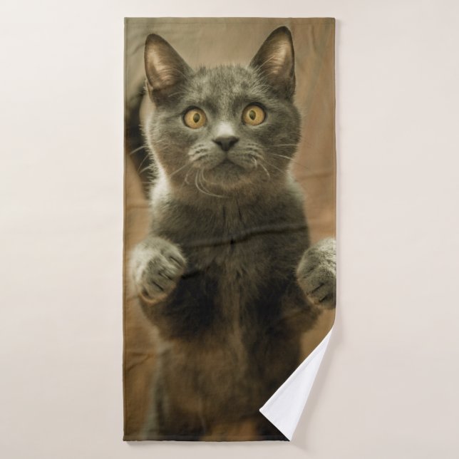 Toalha De Banho GATO DE cinza EM DOIS PÉS (Toalha de Banho)