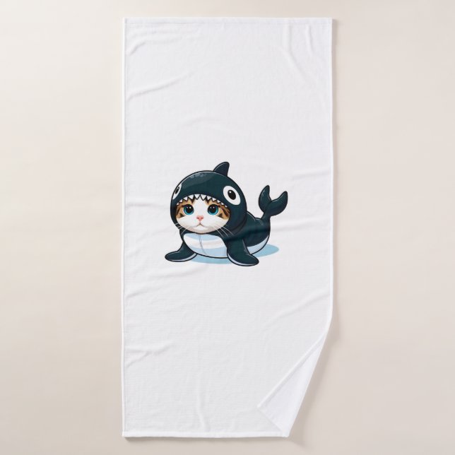 Toalha De Banho Gato no Figurino de Orca (Toalha de Banho)