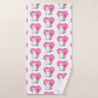 Toalha De Banho Gato Pansexual com coração
