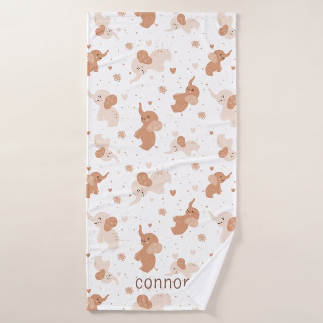 Toalha De Banho Gênero bonito Neutro Aquarela Elefante Bebê (Toalha de Banho)