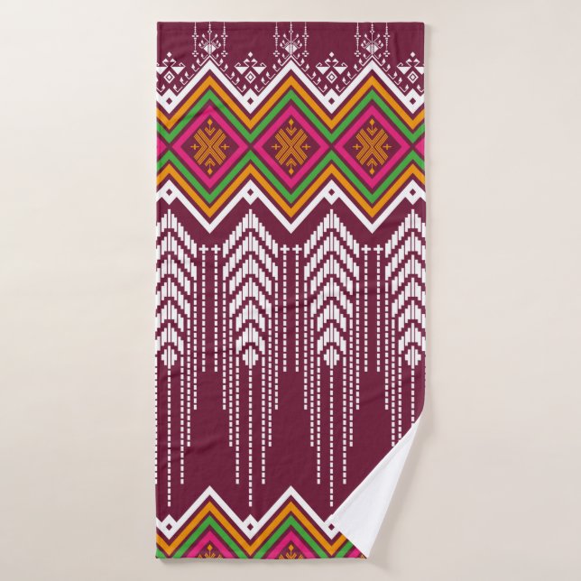 Toalha De Banho Geometric ethnic pattern traditional background, v (Toalha de Banho)