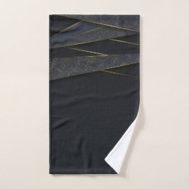Toalha de Banho Geométrica Luxo Preto Dourado