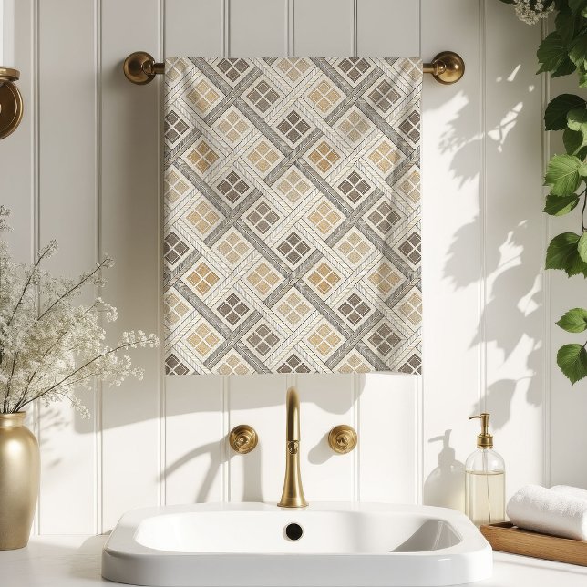 Toalha de Banho Geométrica Neutra Pastel Moderno A (Geometric Bath Towel Neutral Pastel Modern Accent)