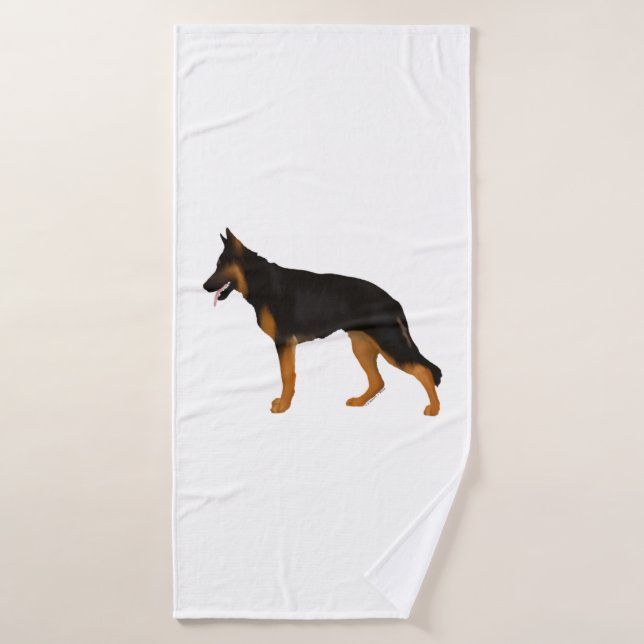 Toalha De Banho German shepherd Vermelho Preto (Toalha de Banho)
