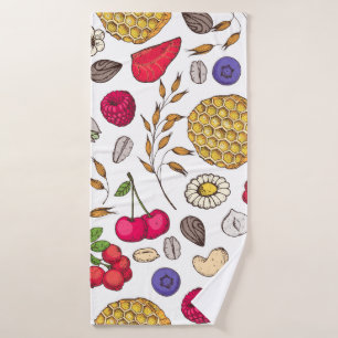 Toalha De Banho Granola, muesli seamless pattern. Oat flakes hand