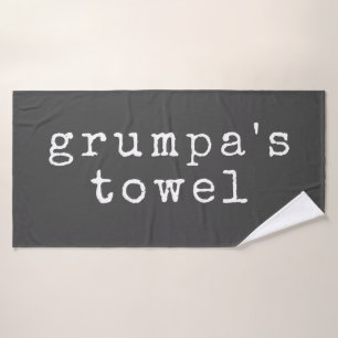 Toalha De Banho Grumpa  Vovô engraçado, preto e branco