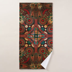 Toalha De Banho Grunge tradicional floral decorativo paisley banda