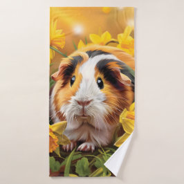 Toalha De Banho Guiné Pig Entre Os Daffodils
