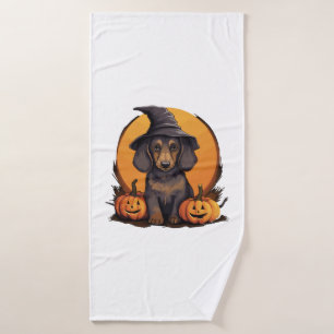 Toalha De Banho Halloween Bruxas Bruxas Chapeuzinhos Dachshund